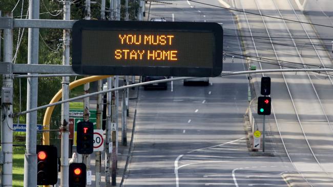 An almost empty Flinders St during stage four restrictions. Picture: David Geraghty