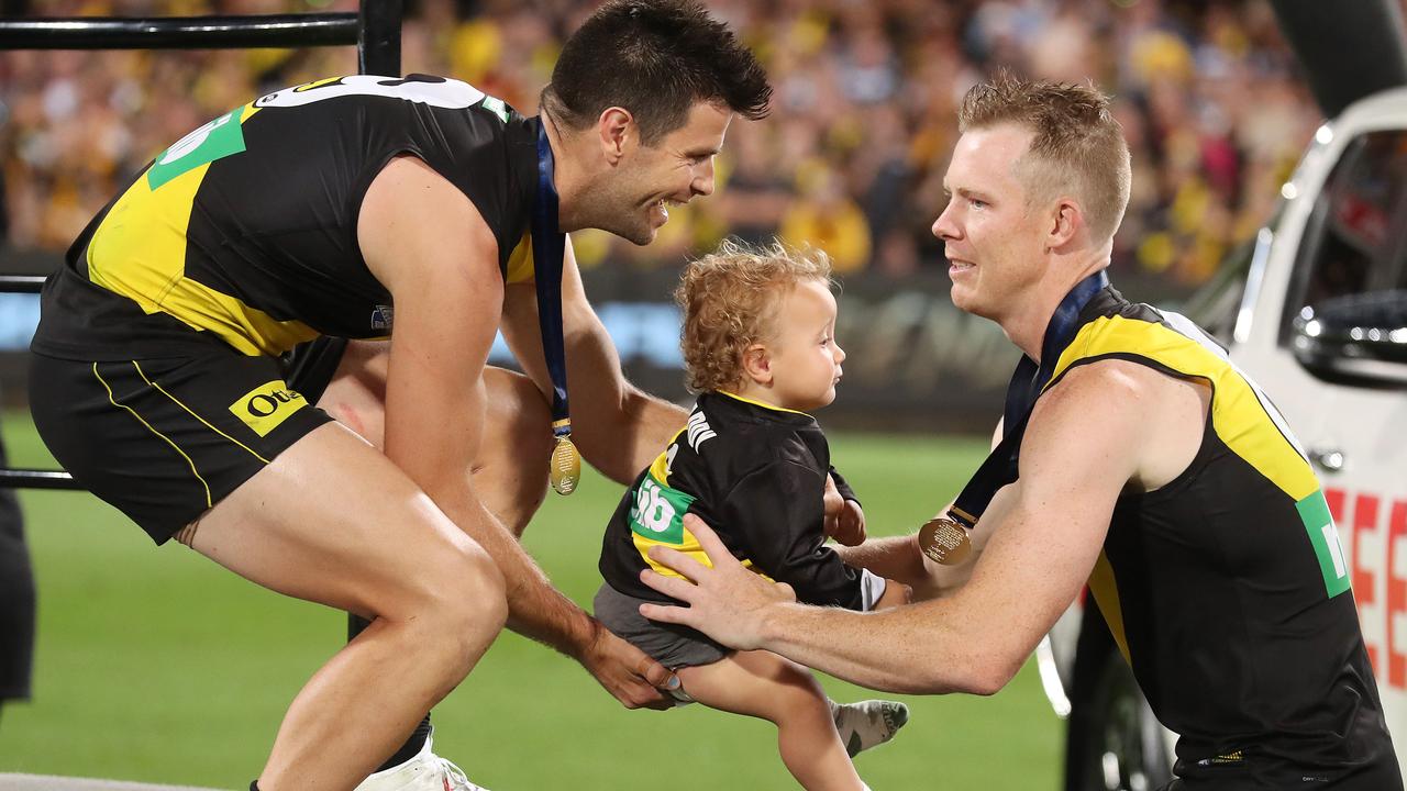 Tigers premiership greats Trent Cotchin and Jack Riewoldt will bow out together against North Melbourne on Saturday. Picture: Michael Klein