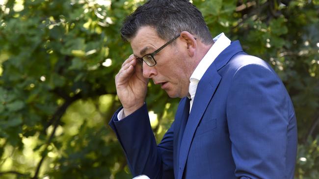 MELBOURNE, AUSTRALIA - NewsWire Photos JANUARY 19, 2022: Victorian Premier Daniel Andrews provides the daily Covid update to the media at Parliament House in Melbourne. Picture: NCA NewsWire / Andrew Henshaw