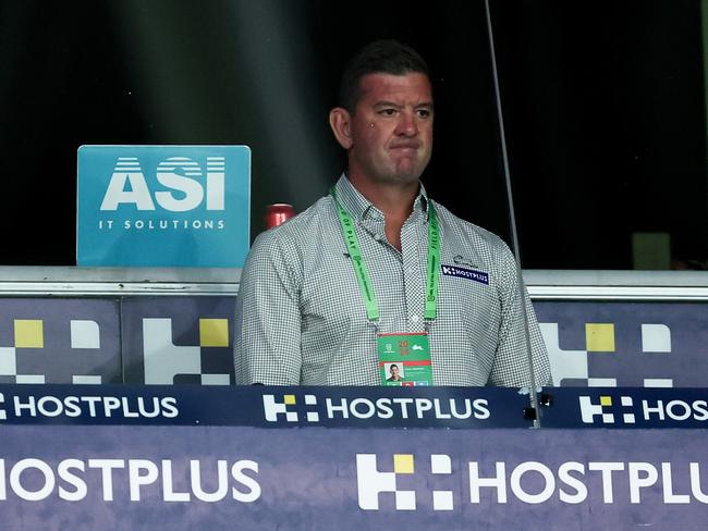 Rabbitohs coach Jason Demetriou looks on. Photo: Brendon Thorne/Getty Images