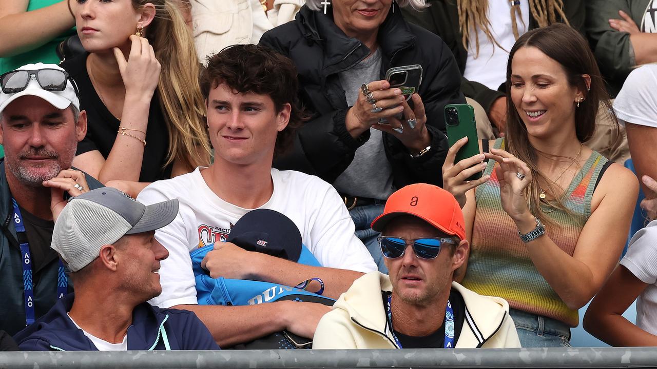 The Hewitt clan watches on. (Photo by Darrian Traynor/Getty Images)