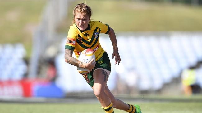 Caitlin Moran in the women's rugby league World Cup. MUST CREDIT: NRL Photos.