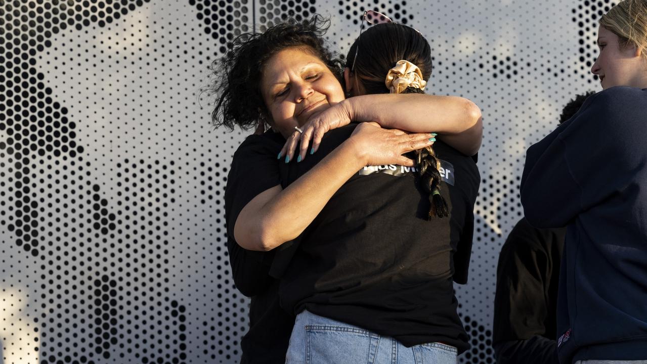 Mechelle Turvey thanks friends of Cassius Turvey during the vigil. Picture: Matt Jelonek / Getty Images