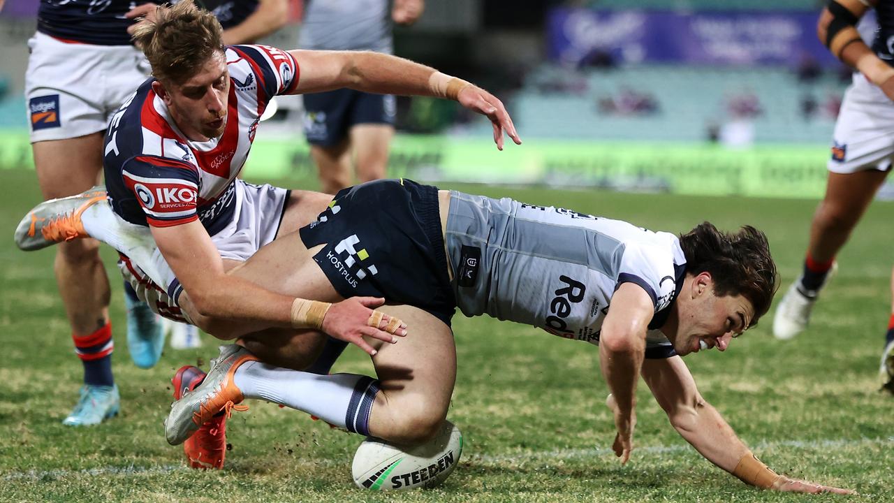 Storm centre Grant Anderson scored two tries on his NRL debut. Picture: Mark Kolbe/Getty Images