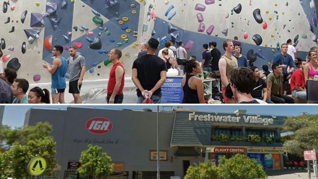 The Freshwater Village centre and (above) an example of the rock climbing centre.