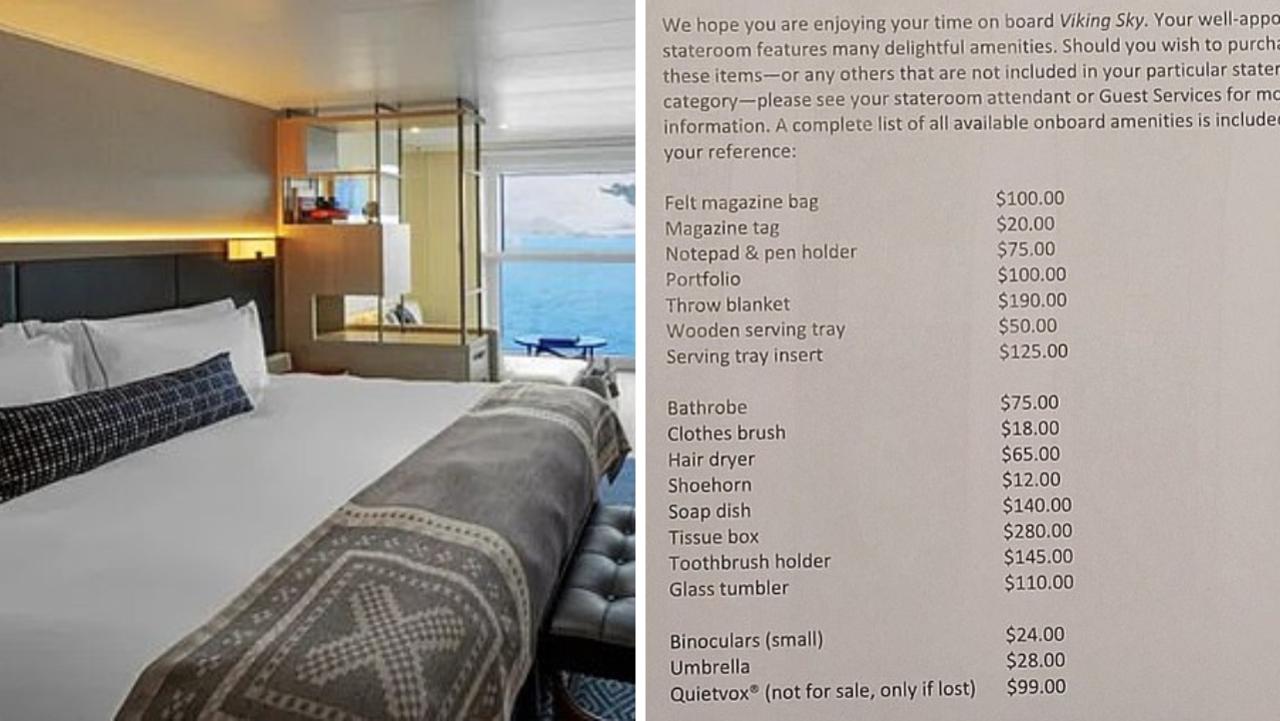 A passenger was shocked by the list of items and prices on Viking Sky cruises.