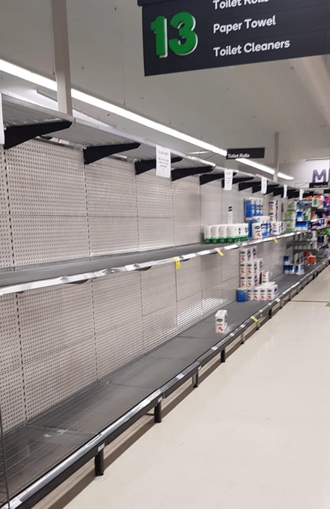 The spike in virus cases in Victoria appears to have caused Sydney residents to panic, pictured a Woolworths store in Fairy Meadow NSW yesterday. Picture: Facebook