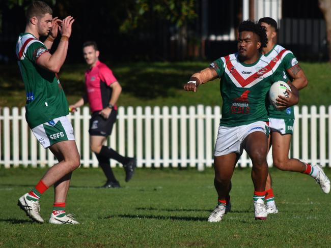 Etuate Laui takes a run at the line. Picture: Sean Teuma/NewsLocal