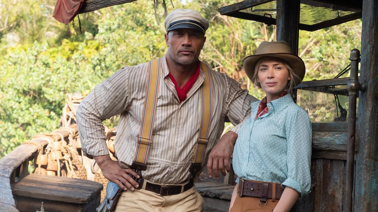 Dwayne Johnson as Frank and Emily Blunt as Lily in a scene from the movie Jungle Cruise. Picture: Disney