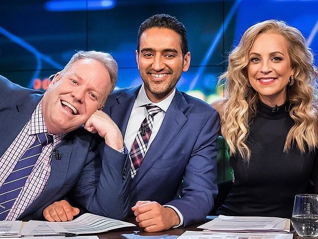 Peter Helliar, Waleed Aly and Carrie Bickmore from The Project.