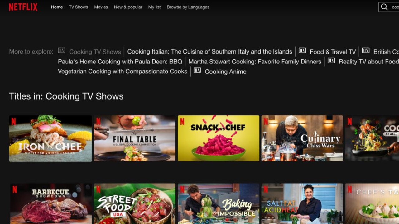 So far, it doesn't appear under the 'cooking' category. Picture: Netflix