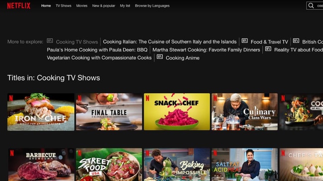 So far, it doesn't appear under the 'cooking' category. Picture: Netflix