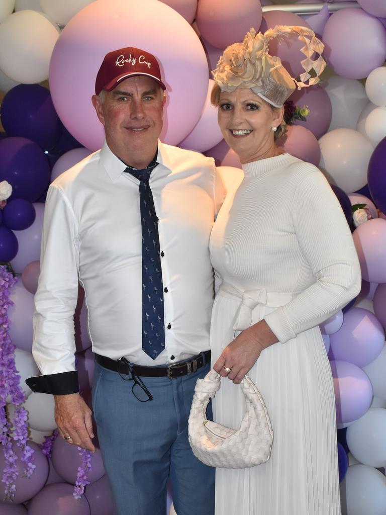 Chris Taylor and Leonie Hayes at the Rockhampton Cup race meeting at Callaghan Park on July 13, 2024.