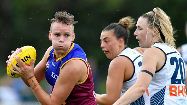 Dakota Davidson of the Lions in action during the Round 1 AFLW match between Brisbane and Adelaide. Picture: AAP