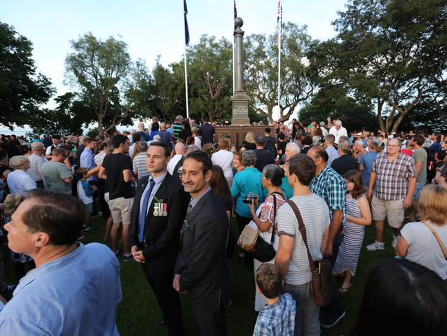 Thousands attended Darwin’s Dawn Service commemorating ANZAC Day at the City Cenotaph. Picture: Glenn Campbell