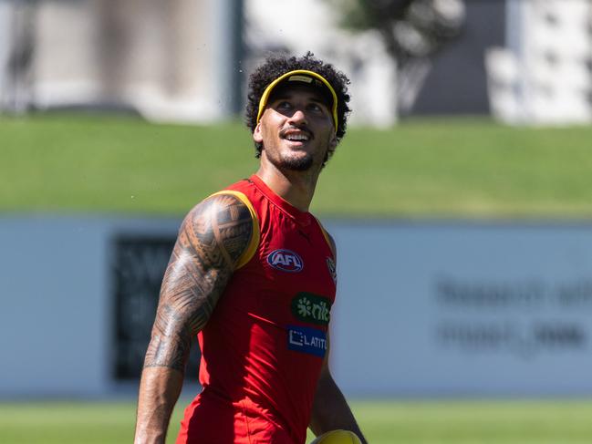 Mykelti Lefau. AFL Richmond Football Club pre-season training. Picture: Jason Edwards