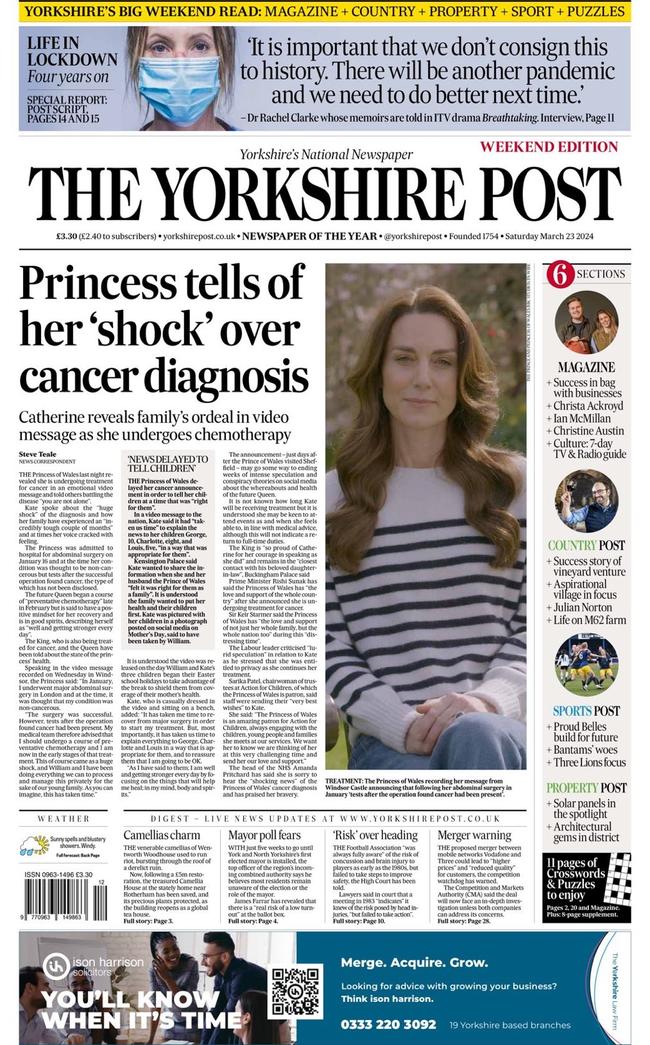 Kate is already featuring on front pages. Picture: Twitter