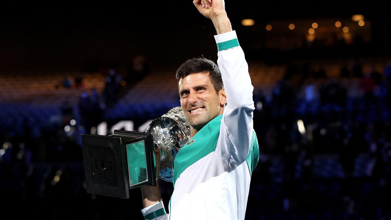 Novak Djokovic won’t reveal his vaccination status. Picture: David Gray / AFP
