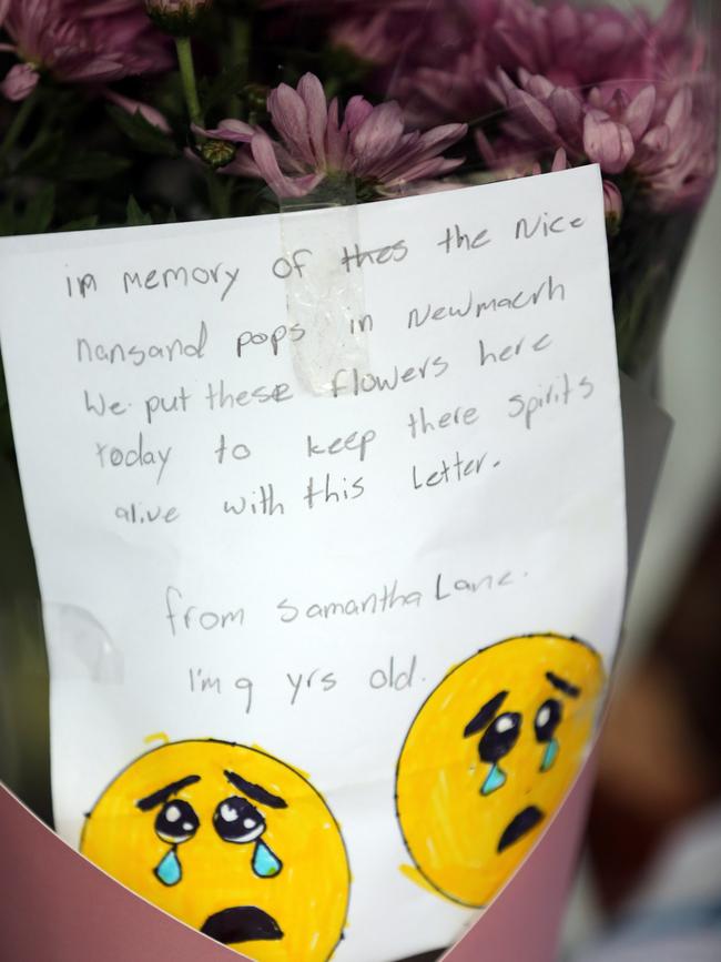 A message left by nine year old Samantha Lane outside the Anglicare Newmarch House in Kingswood. Picture: Christian Gilles