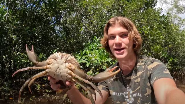 Miller Wilson is a 20-year-old explorer who posts his adventures into Australian wildlife onto his YouTube channel. Picture: YouTube / Miller Wilson