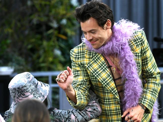 Harry Styles pictured greeting Billie Eilish at the Grammys. Picture: Getty Images