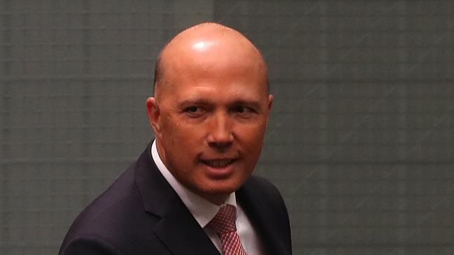 Peter Dutton arrives for Question Time. Picture: Kym Smith