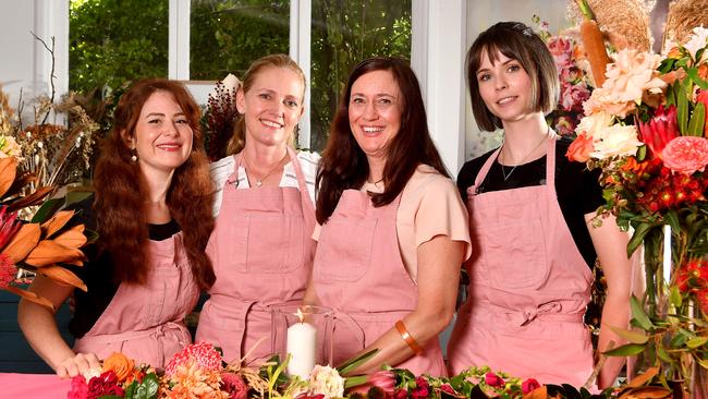 Elle Skinner, Julia O'Rourke, Jessica Ryall and Bonnie Keats at New England Flower Co at Kenmore. Picture: John Gass