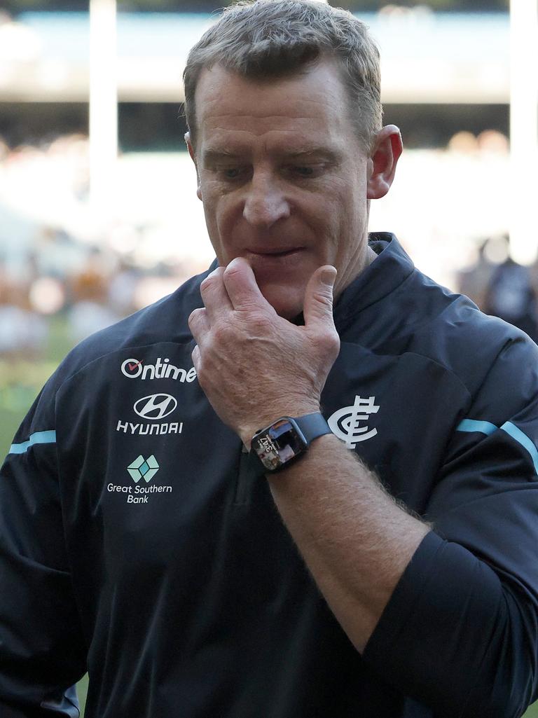 Nathan Buckley is worried about Michael Voss’ Blues.