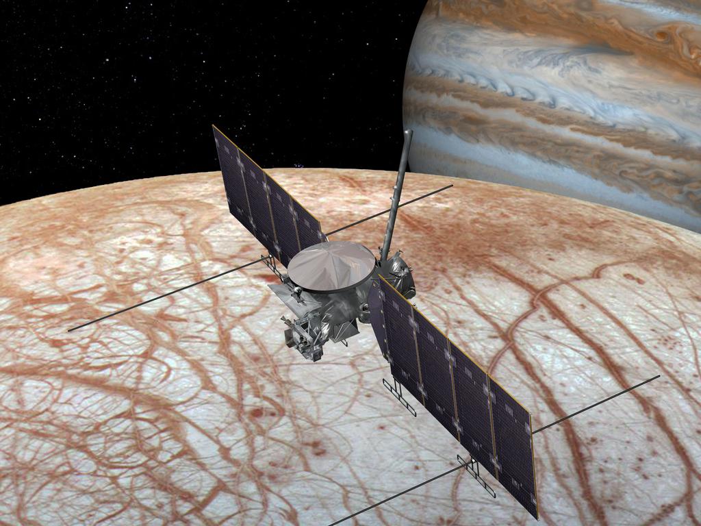 The JUICE probe launching to investigate Europa's mysterious surface. Picture: ESA