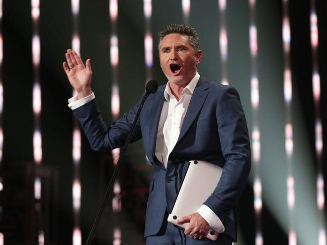 Dave Hughes presents on stage during the 30th Annual ARIA Awards. Picture: Getty