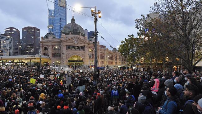 A Stop Black Deaths in custody protest in Melbourne. Picture: Jason Edwards