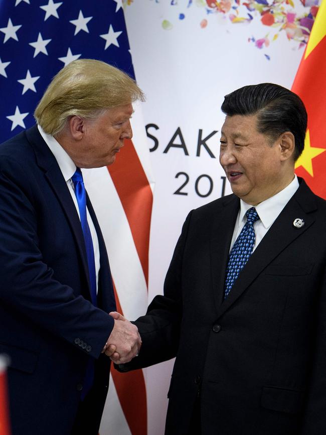 US President Donald Trump meets with Chinese President Xi Jinping at the G20 Summit in Osaka in July. Picture: AFP