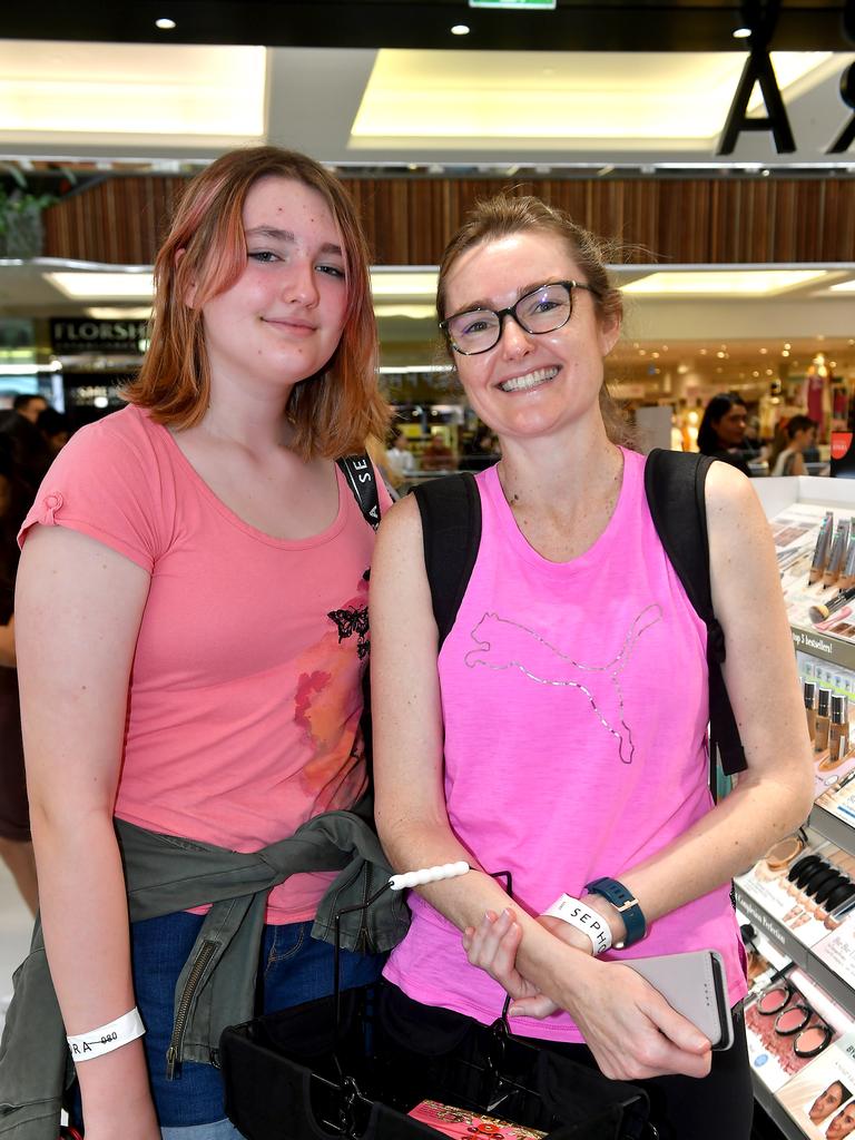 Nadine and Layla Diamond at the opening of Sephora Indooroopilly. Picture: John Gass