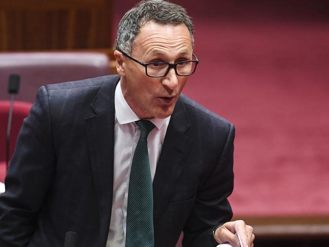 Australian Greens leader Richard Di Natale refused to withdraw his comments after calling Nationals Senator Barry O’Sullivan a pig. Picture: AAP Image/Lukas Coch