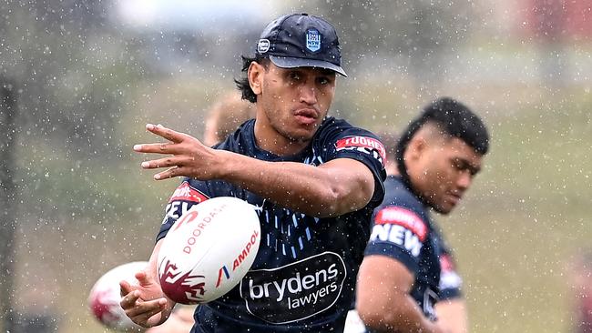 Late Blues replacement Jacob Saifiti couldn’t get into camp until Friday afternoon. Picture: Getty Images