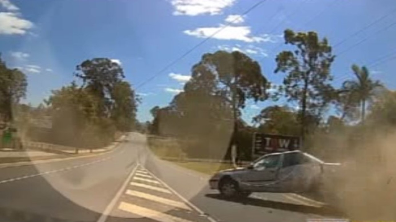 Terrifying video shows speeding car on wrong side of road before crashing