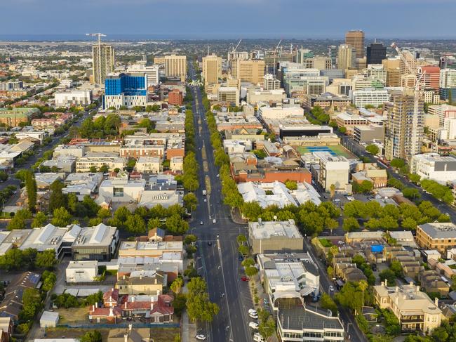 Aerial view of Adelaide in South Australia  suburbs, streets and housing generic images