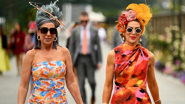 Racegoers embrace the colourful theme. Picture: Getty Images