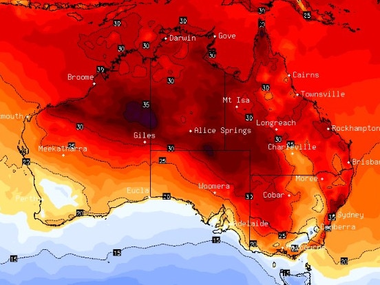 Temperatures are set to spike as high as 46C in some parts of the country. Picture: Stormcast