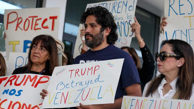 Americans rally to support a resolution in favour of reinstating temporary protected status for Venezuelans. Picture: AFP.