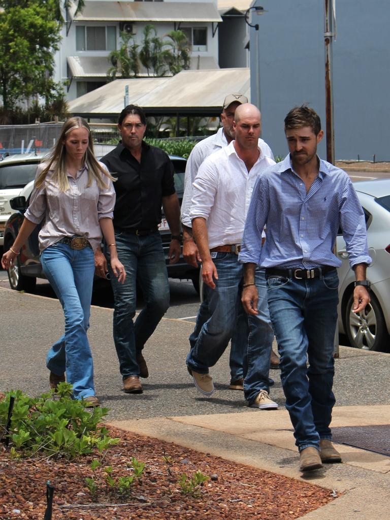 Matt Wright arrives at the Darwin Local Court with other supporters ahead of a sentencing hearing for Remote Helicopters Australia owner Michael Burbidge who pleaded guilty to destroying evidence. Picture: Jason Walls