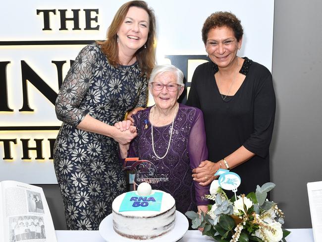 Randwick Netball Association 50th annivesary dinner at The Juniors Kingsford.  Keeley Devery OAM with Randwick Netball Association patron Claire Hicks(middle) and Marcia Ella-Duncan OAM. Picture: Fiona Sacco