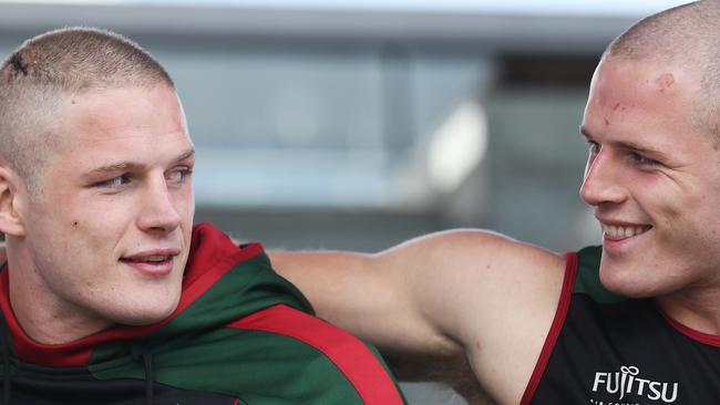 George and Tom Burgess at the South Sydney Rabbitohs media opportunity at Redfern oval ahead of their Preliminary Final match against the Roosters. Picture. Phil Hillyard