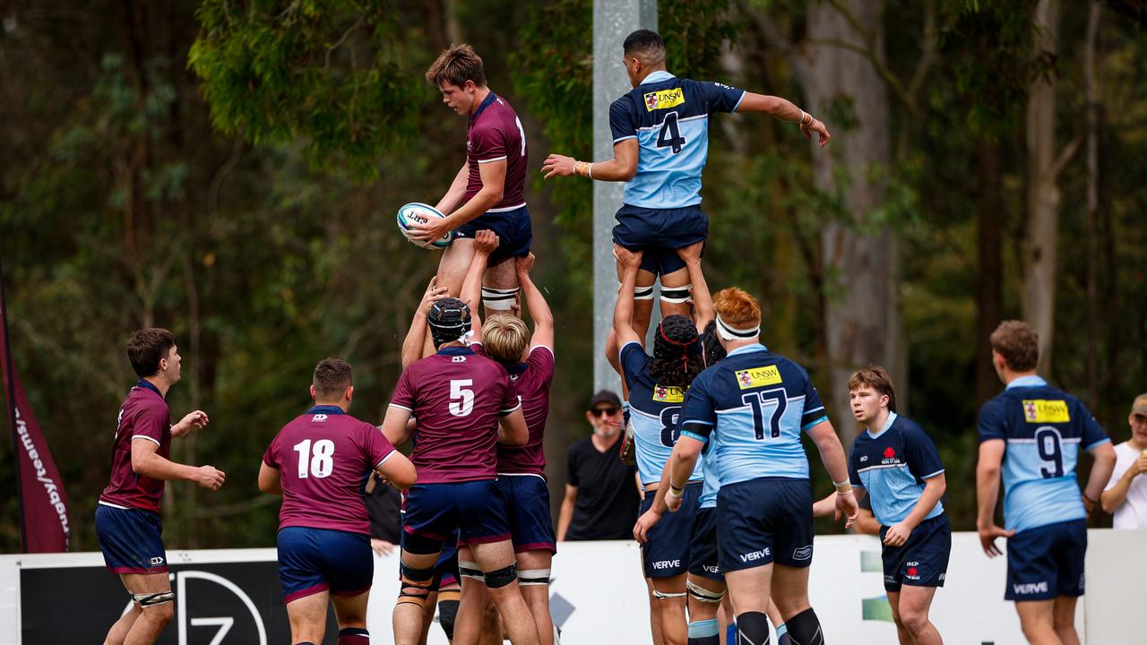 Action in the Gen Blue v Queensland Red U16 rugby championship. Pic: Kev Nagle