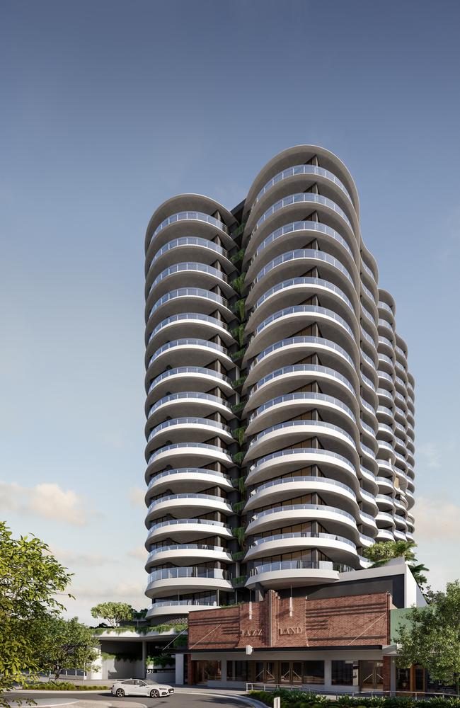 Artist impression of BeckDev's revamped Jazzland Tower development which is planned for a McLean Street site in Coolangatta. Picture: Supplied