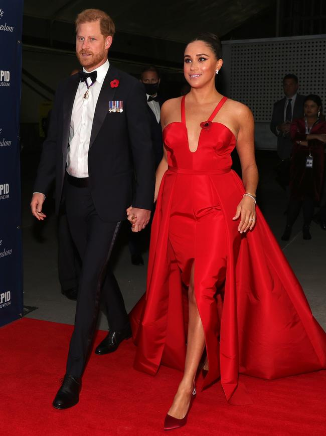 Meghan wore the same dress at the 2021 Salute To Freedom Gala on November 10, 2021. Picture: Getty Images/AFP