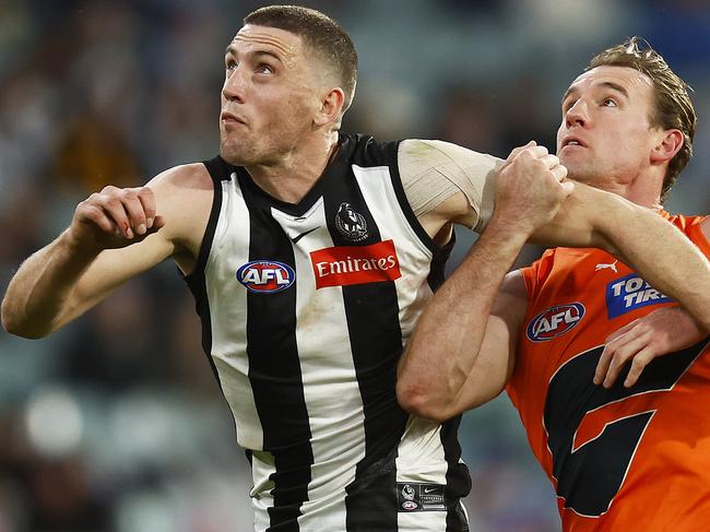 Darcy Cameron dominated the ruck contest for the Pies. Picture: Getty Images