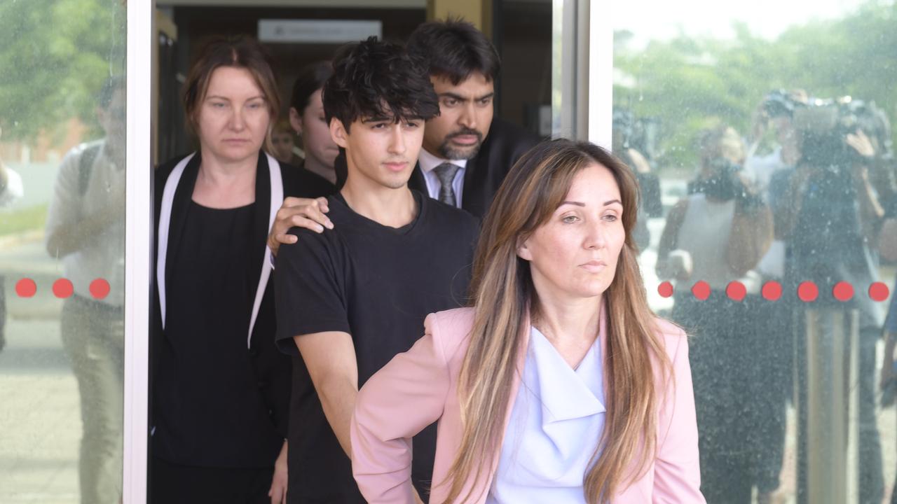 Dhirren Randhawa leaves Christies Beach Magistrates Court with his mother Amereet Stara, Amreeta Stara. Picture: NCA NewsWire / Roy VanDerVegt