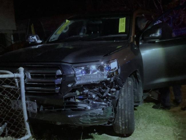 A stolen LandCruiser was damaged after it crashed into a fence in Heatley.