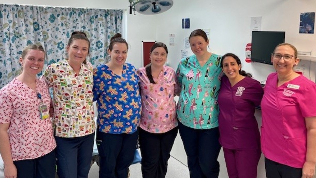 Samantha Boxall, Ashleigh Collins, Emilee Kiehne, Kaitlin Paige, Briana Arthur, Dr Donna Girgenti and Cher Vernon at Ayr Health Service, part of Townsville Hospital and Health Service. Picture: Supplied